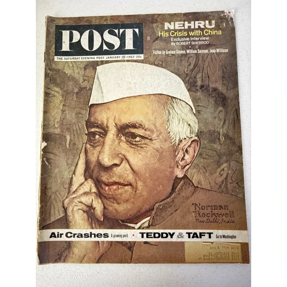 SATURDAY EVENING POST JANUARY 19, 1963 NEHRU Norman Rockwell Coca Cola Ad Car Ad